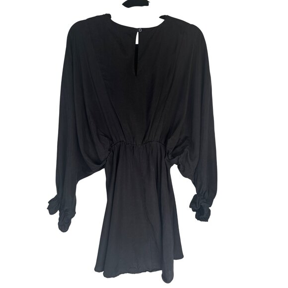 2/$30 ZARA Medium Black Loose-Fit Dress Elastic Waist Dolman Sleeves - Picture 3 of 14